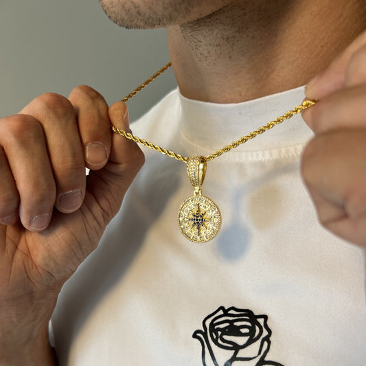 Iced Orion Compass Pendant